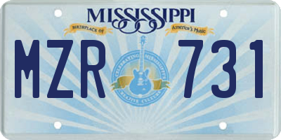 MS license plate MZR731