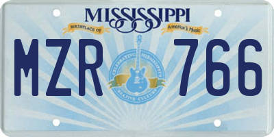 MS license plate MZR766