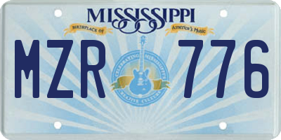 MS license plate MZR776