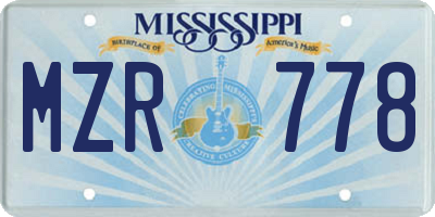 MS license plate MZR778