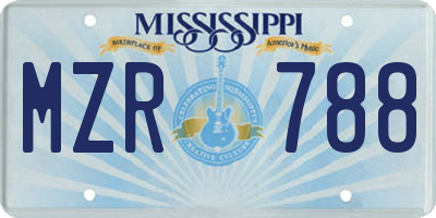 MS license plate MZR788