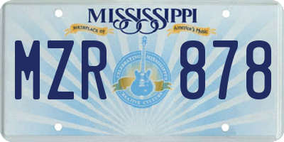 MS license plate MZR878