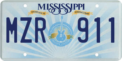 MS license plate MZR911