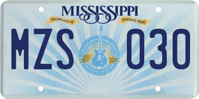 MS license plate MZS030