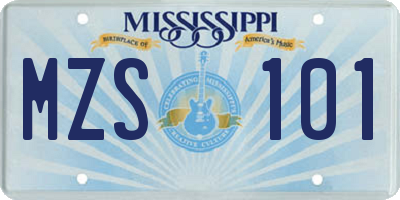 MS license plate MZS101