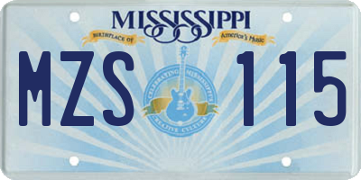 MS license plate MZS115