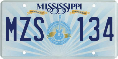 MS license plate MZS134