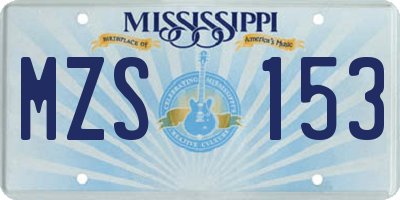 MS license plate MZS153