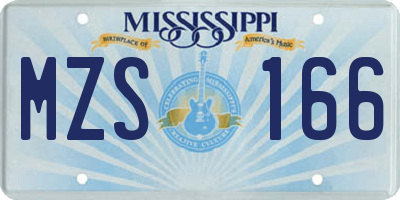 MS license plate MZS166