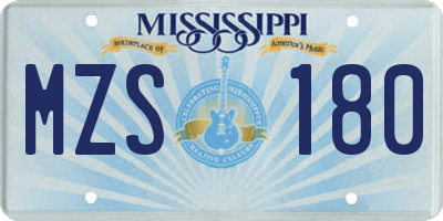 MS license plate MZS180