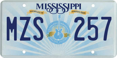 MS license plate MZS257