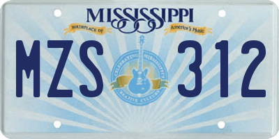 MS license plate MZS312
