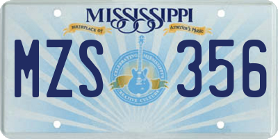 MS license plate MZS356