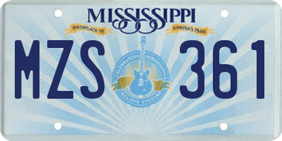 MS license plate MZS361