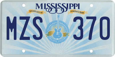 MS license plate MZS370