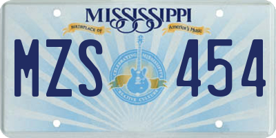 MS license plate MZS454