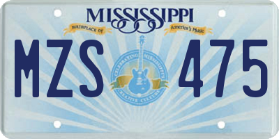 MS license plate MZS475