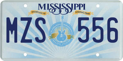 MS license plate MZS556