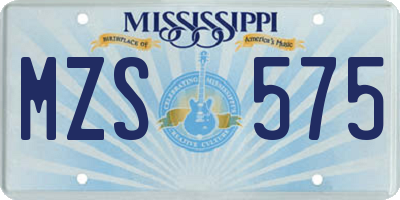 MS license plate MZS575