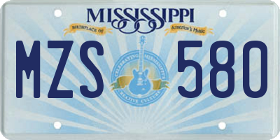 MS license plate MZS580