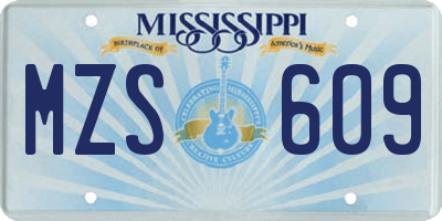 MS license plate MZS609