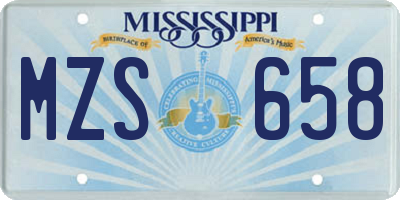 MS license plate MZS658