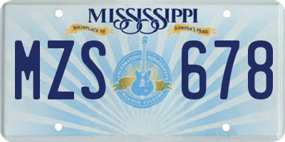 MS license plate MZS678