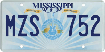 MS license plate MZS752