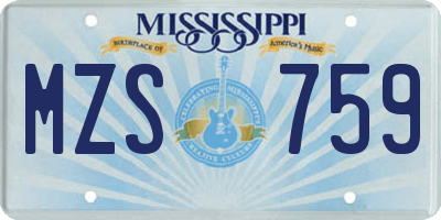 MS license plate MZS759