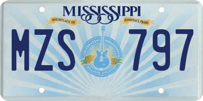 MS license plate MZS797