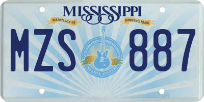 MS license plate MZS887