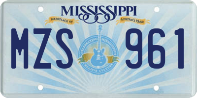 MS license plate MZS961