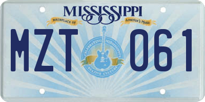 MS license plate MZT061