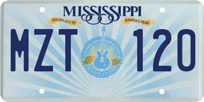 MS license plate MZT120
