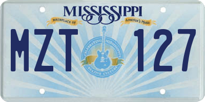 MS license plate MZT127
