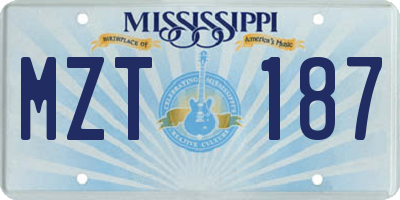 MS license plate MZT187