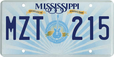 MS license plate MZT215