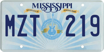 MS license plate MZT219