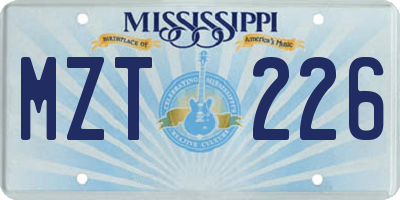 MS license plate MZT226