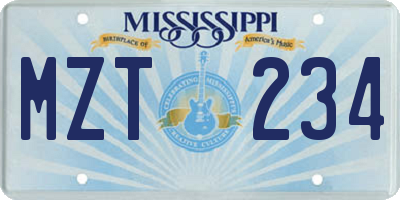 MS license plate MZT234