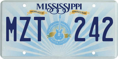 MS license plate MZT242