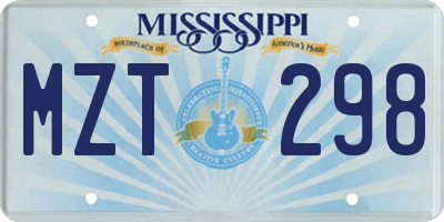 MS license plate MZT298