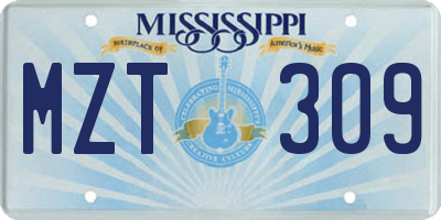 MS license plate MZT309