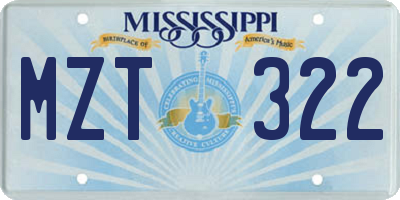 MS license plate MZT322
