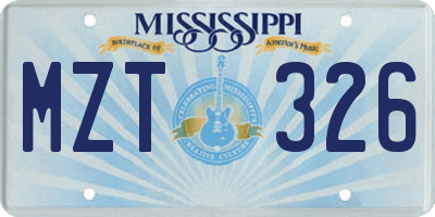 MS license plate MZT326