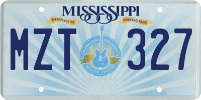 MS license plate MZT327
