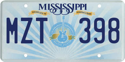 MS license plate MZT398