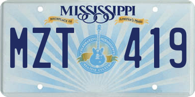 MS license plate MZT419
