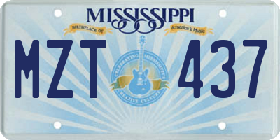 MS license plate MZT437