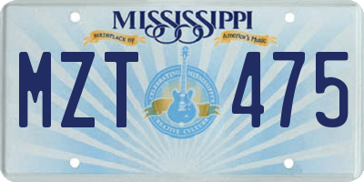 MS license plate MZT475